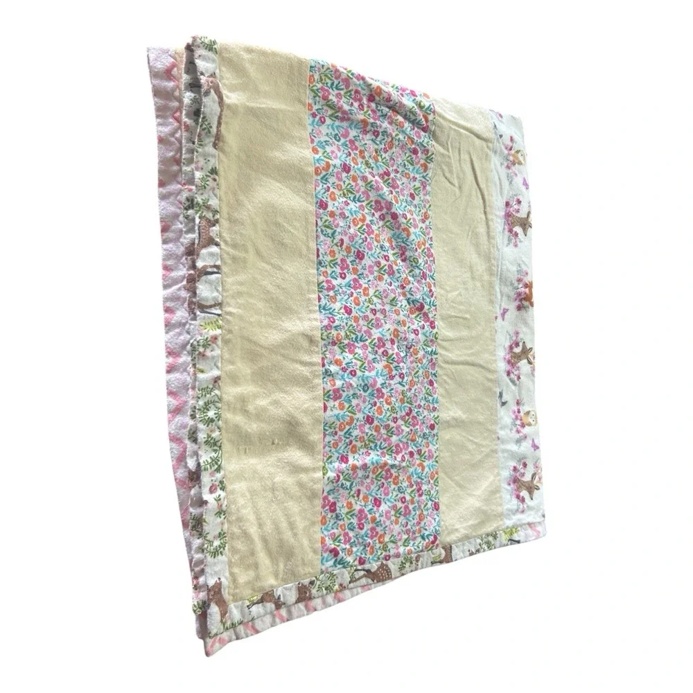 Woodland Deer And Chevron Flannel Baby Blanket 33x36 Inches